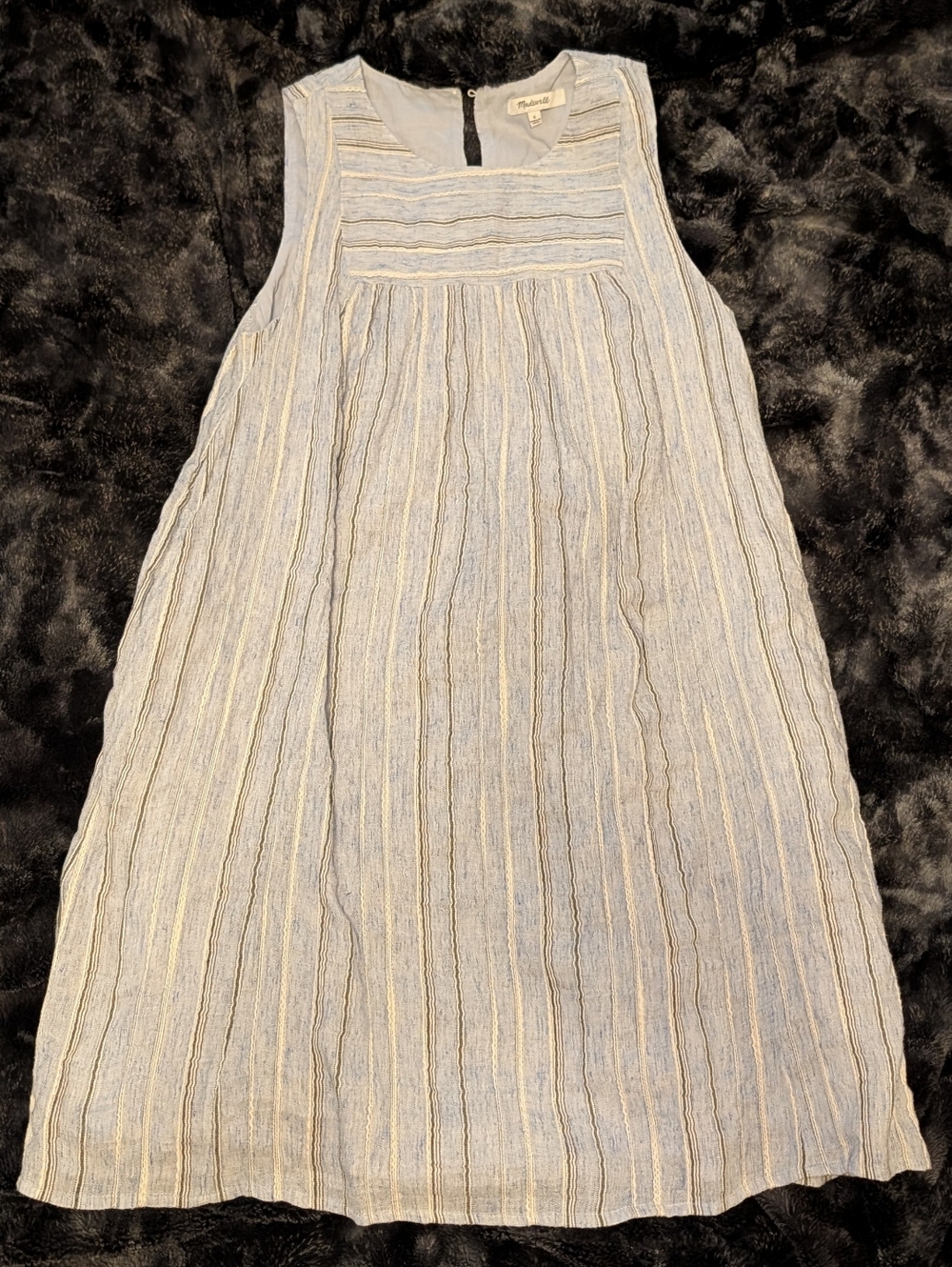 Madewell Sleeveless Yoked Mini Dress in Textured Stripe